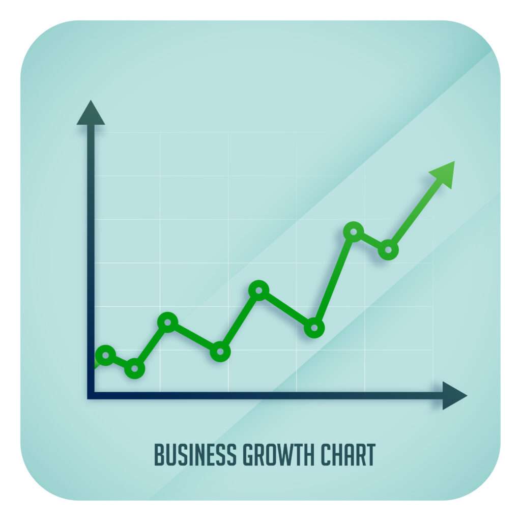 Business growth arrow chart showing upward trend