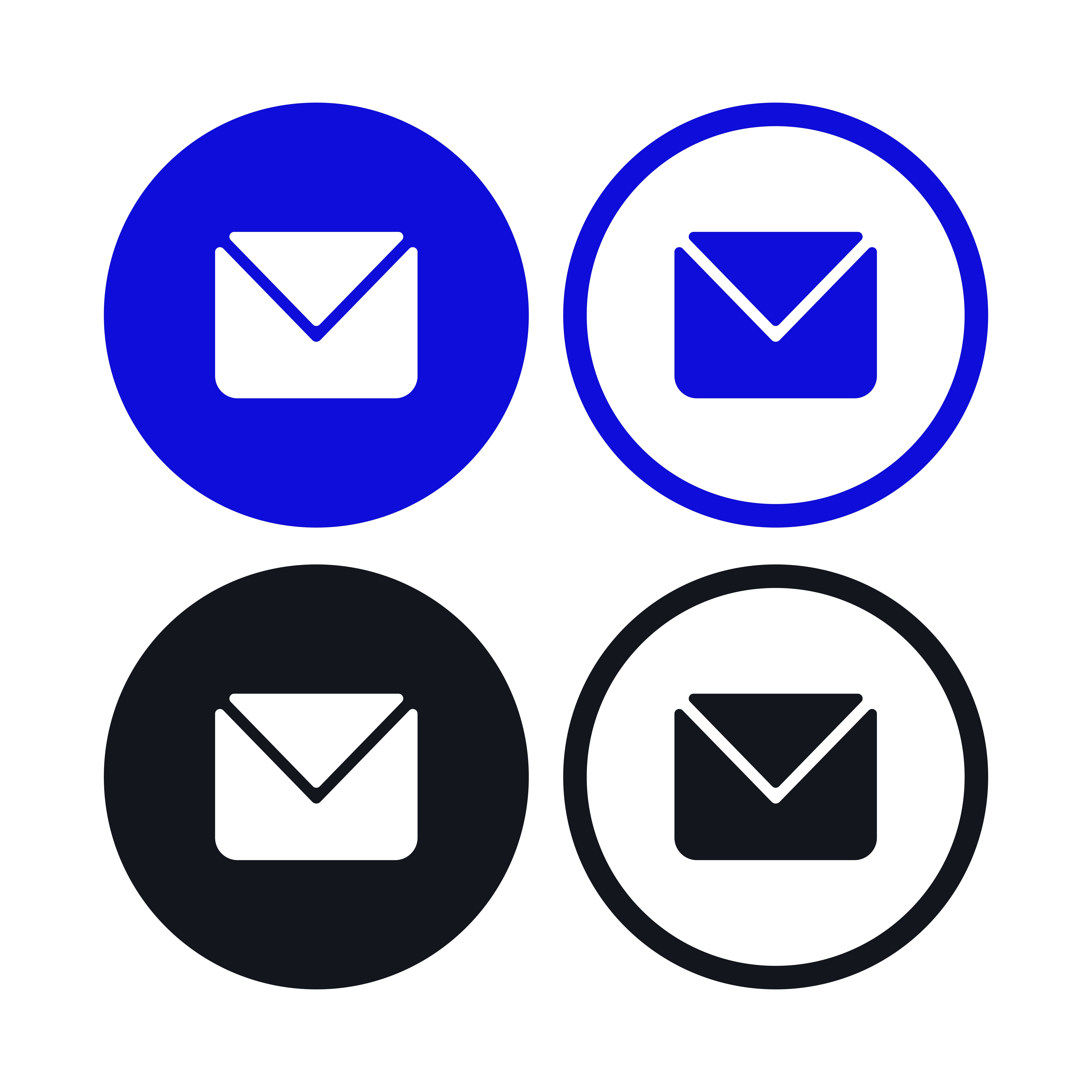Simple Modern Email Symbol Circles Set