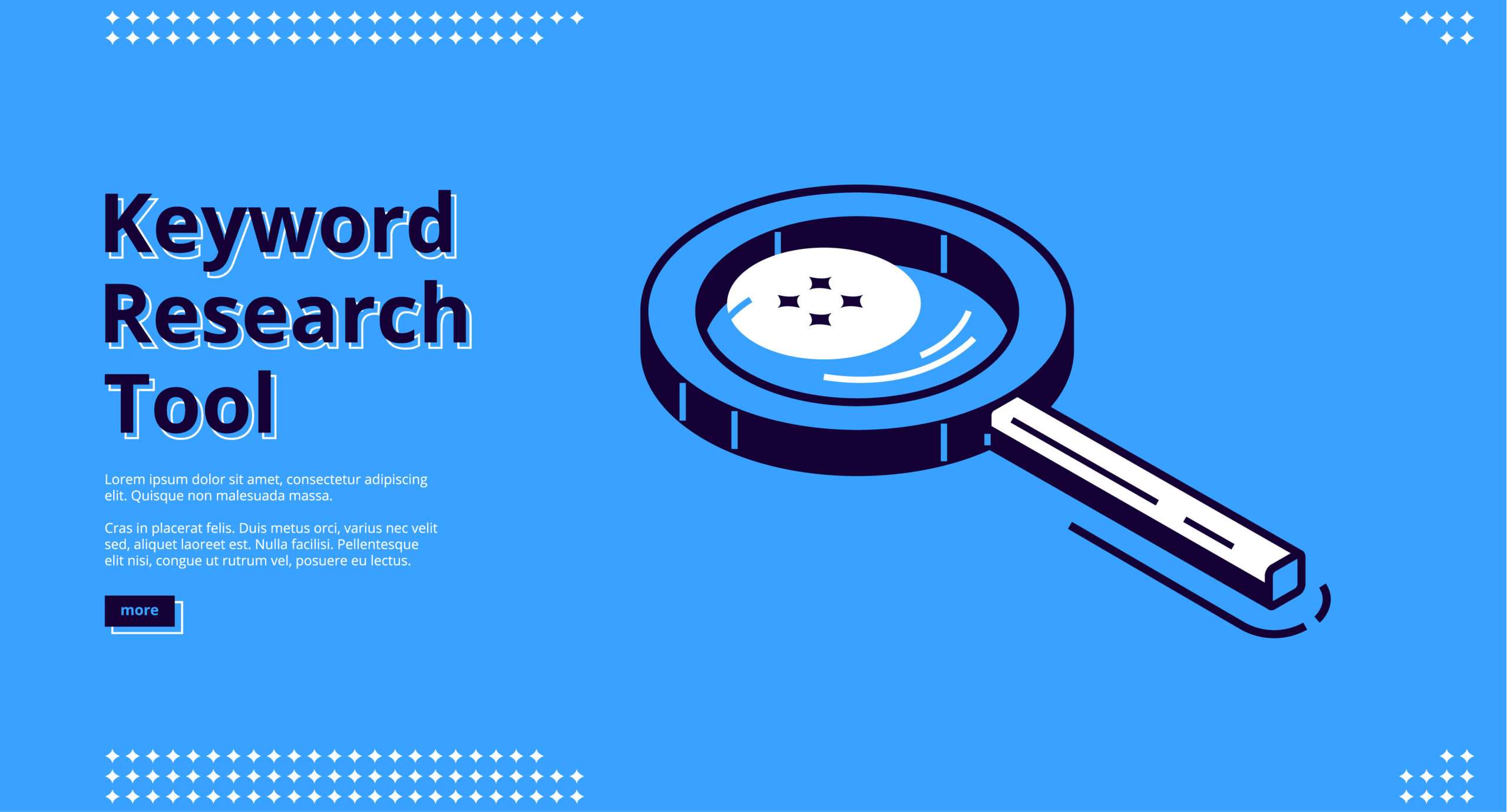 Keyword research tool isometric landing page.