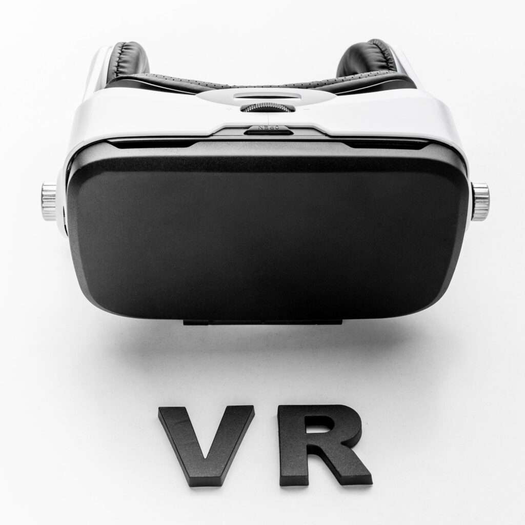 Virtual reality headset on desk