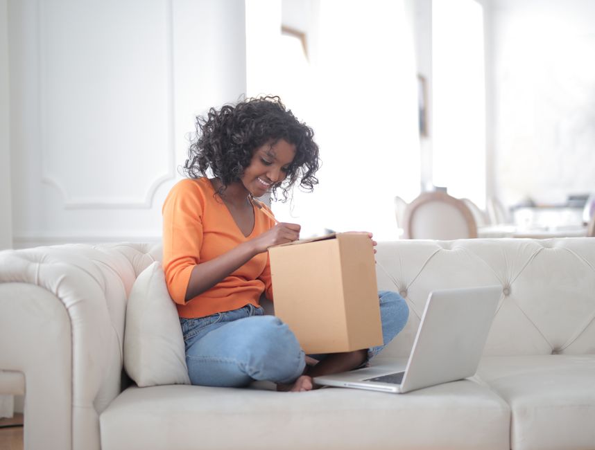 A customer receiving a post-purchase email after an online order