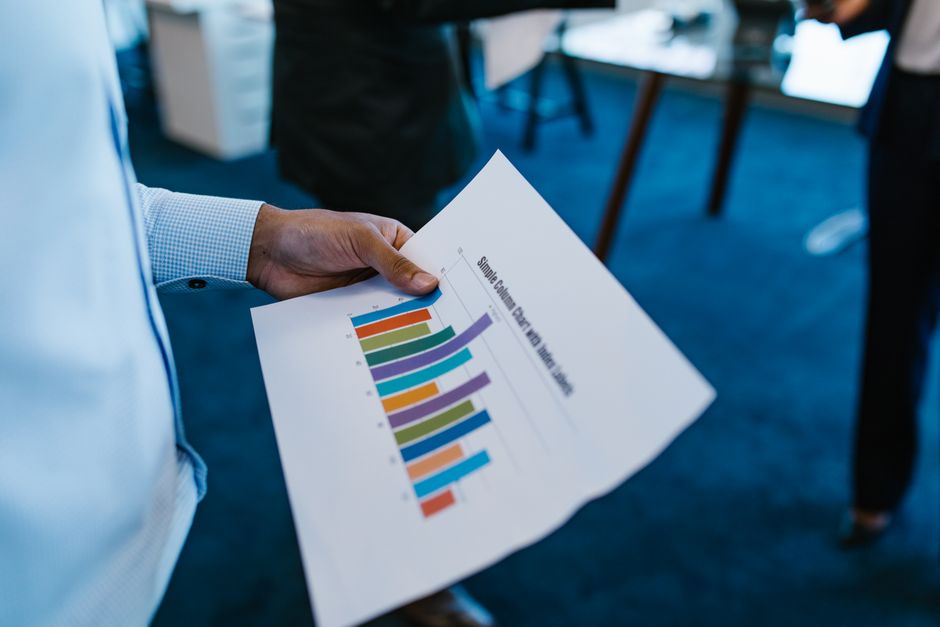 A team reviewing marketing return on investment figures