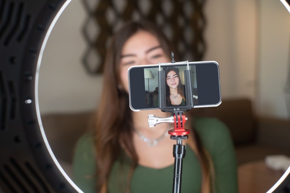 A live selling session being broadcast from a small business workspace