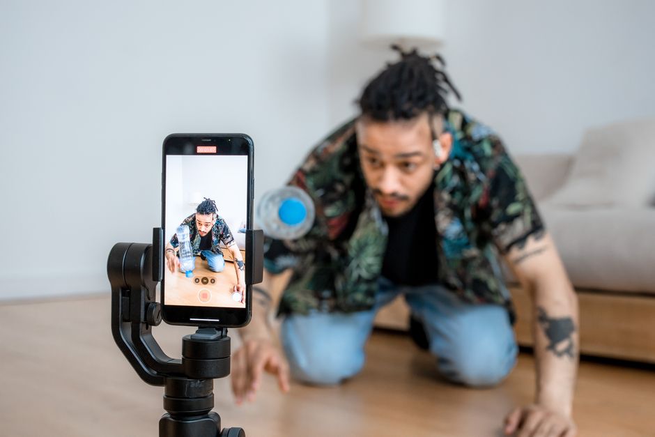A small business owner filming a short product video for a social selling platform