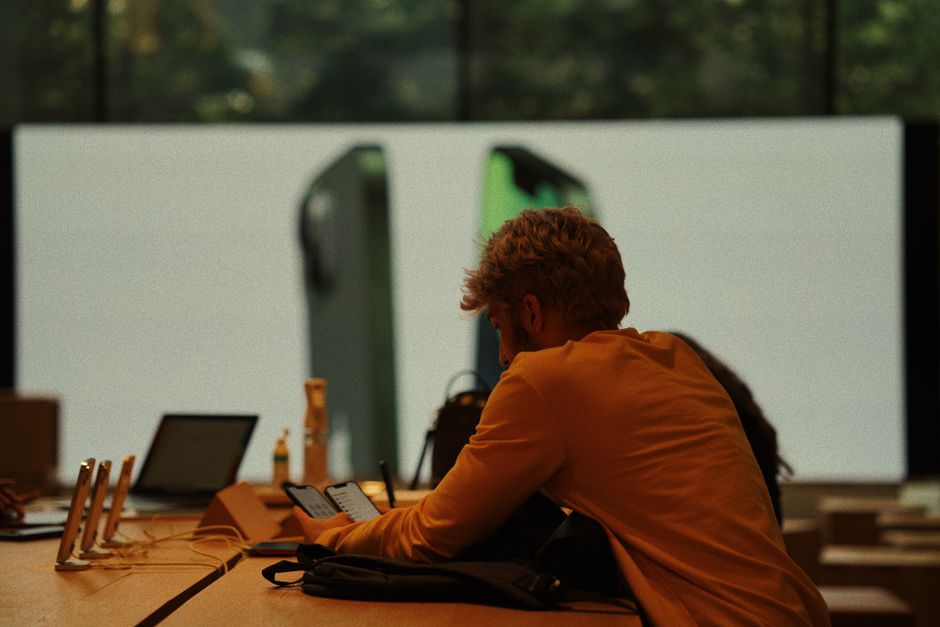 Customers using social media apps on their phones