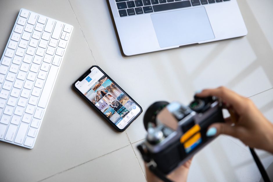 Small business owner creating Instagram content for their products