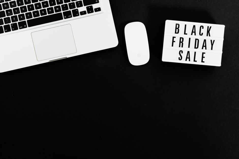 Shopper browsing Black Friday deals from a small online store on a laptop